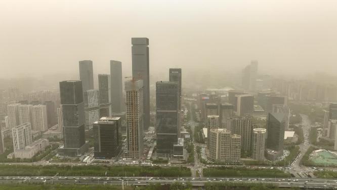 西安沙城暴航拍极端天气北方浮尘