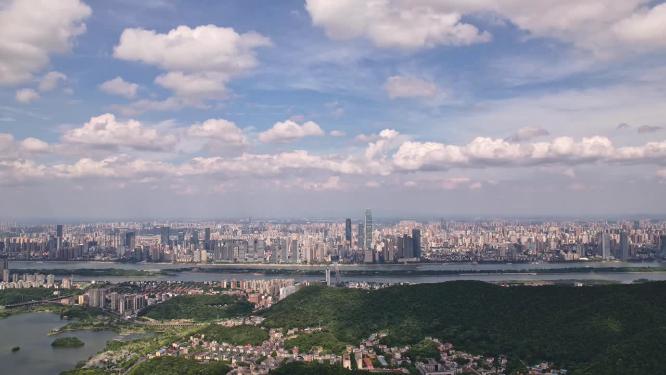 长沙蓝天白云大景航拍