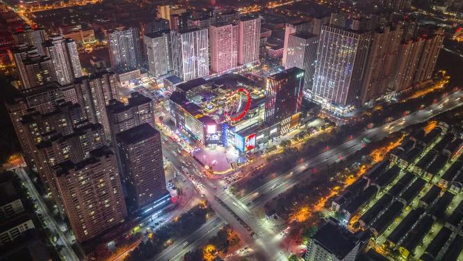 星沙夜景中茂城夜景航拍