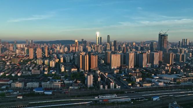 长沙城市日出大景航拍