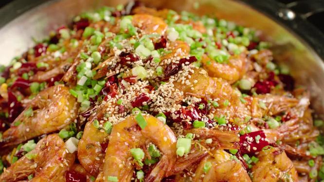 干锅虾美食4K实拍