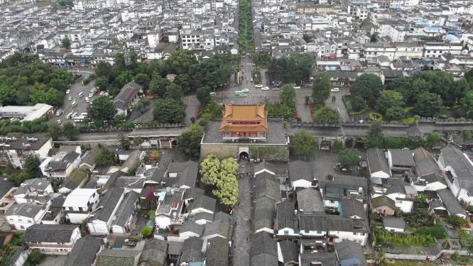 航拍云南大理古城文献门五华楼