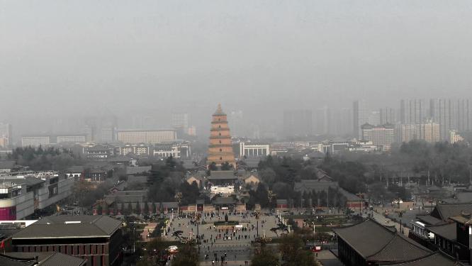 航拍陕西西安大雁塔唐代佛教大唐芙蓉园