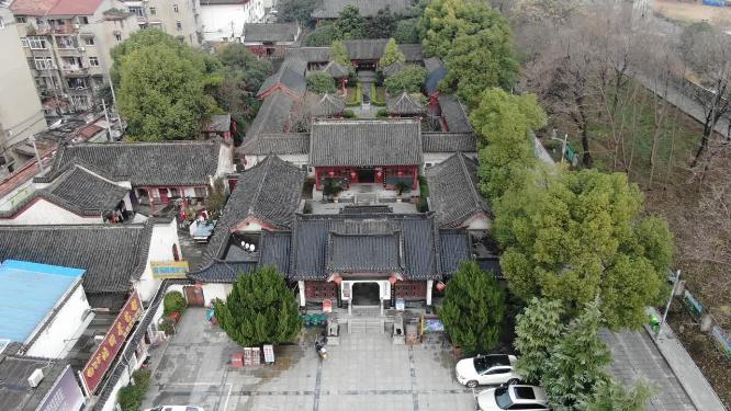 航拍湖北荆州古城张居正故居名人故居