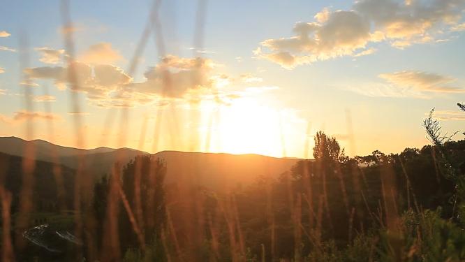 夕阳 火烧云 山间夕阳 