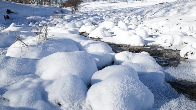 冬天的雪地与河流高清实拍