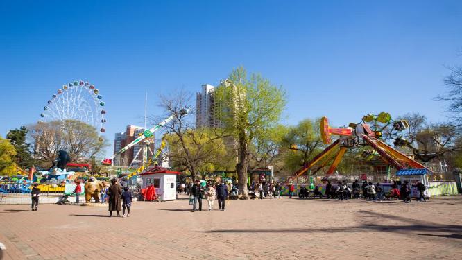 沈阳公园游乐场风景延时