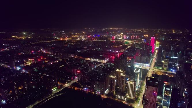 沈阳城市CBD夜景航拍