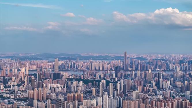 武汉长江绿地中心晚霞延时航拍