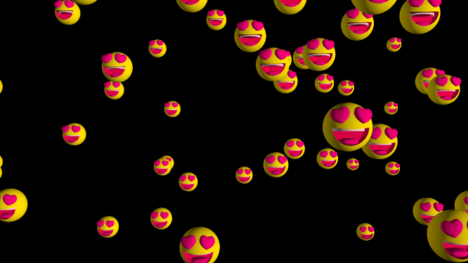 无数个移动的笑脸表情emoji