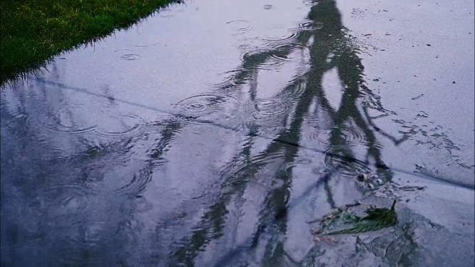 雨滴落在地面上