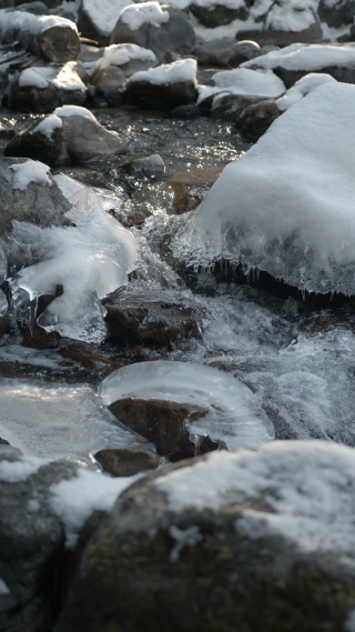 新疆河流雪景拍摄 竖屏