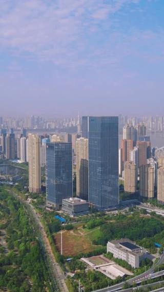 湖北武汉城市高楼建筑航拍