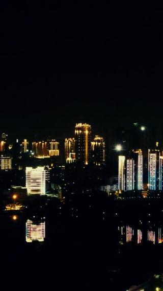 湖北武汉城市夜景灯光航拍