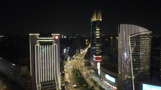 航拍武汉地标光谷广场交通转盘