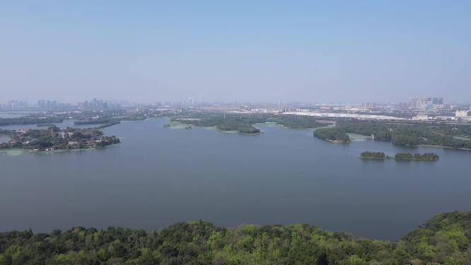航拍武汉东湖全景