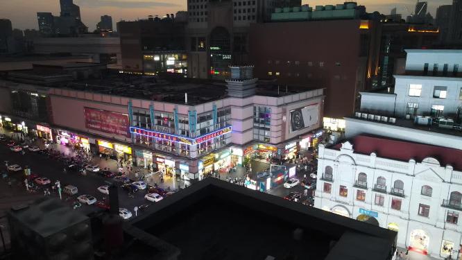 湖北武汉城市夜景灯光航拍