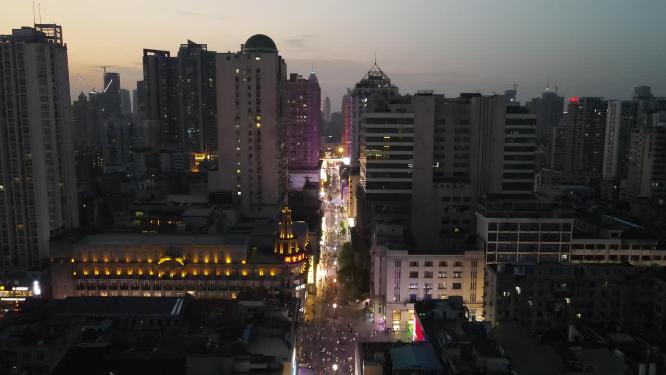 湖北武汉城市夜景灯光航拍