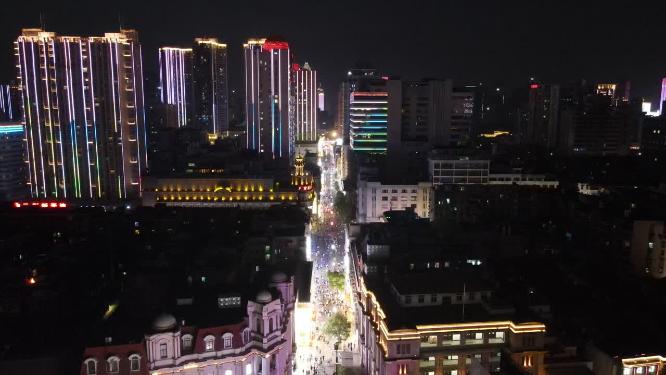 航拍武汉楚河汉街城市夜景