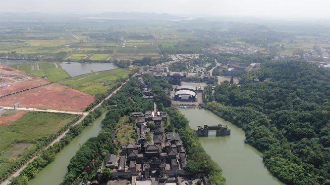 航拍湖北赤壁三国战场5A景区