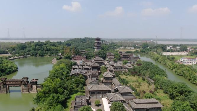 航拍湖北赤壁三国战场5A景区