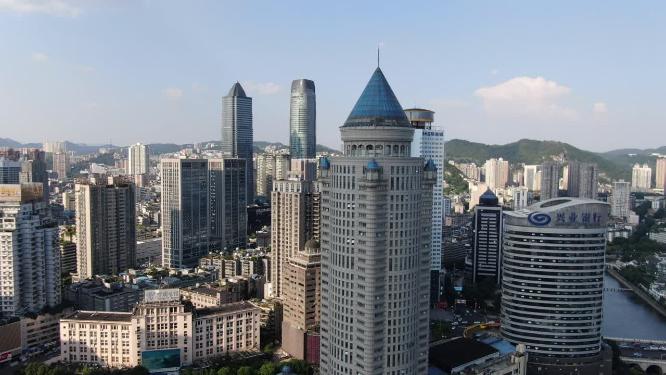 航拍贵阳城市商业中心