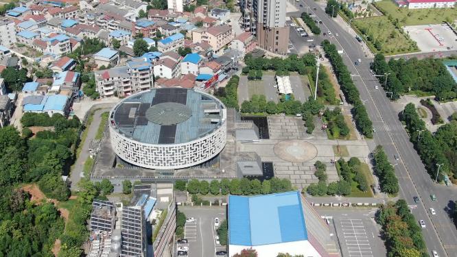 航拍湖北咸宁市民中心