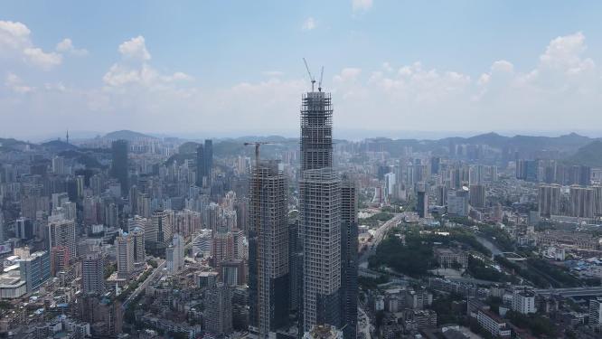 航拍贵阳城市高楼建筑