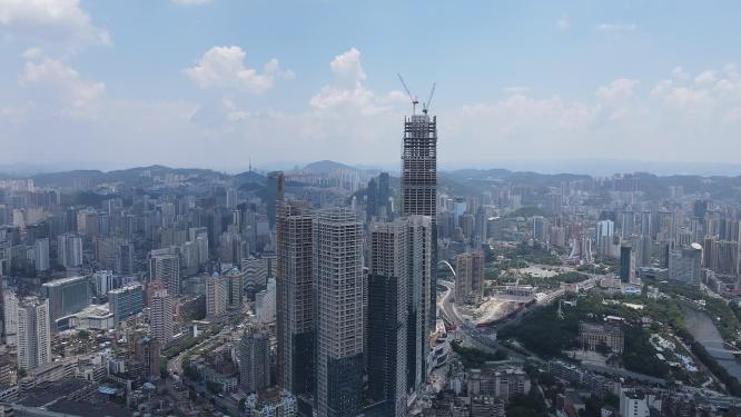 航拍贵阳城市高楼建筑