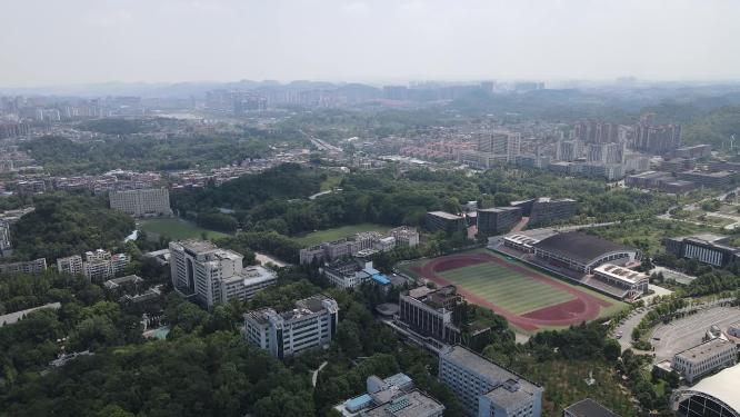 航拍贵阳花溪大学城