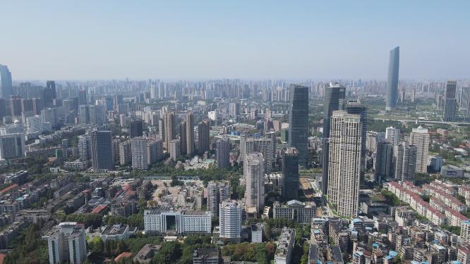 航拍武汉城市高楼