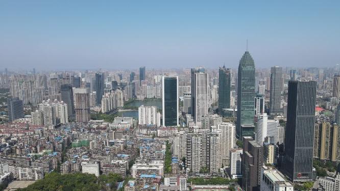 湖北武汉金融中心商务建筑航拍