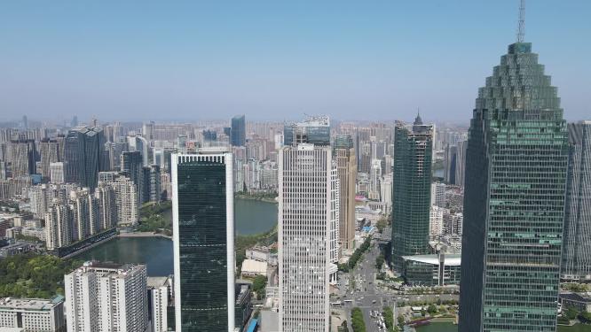 湖北武汉金融中心商务建筑航拍