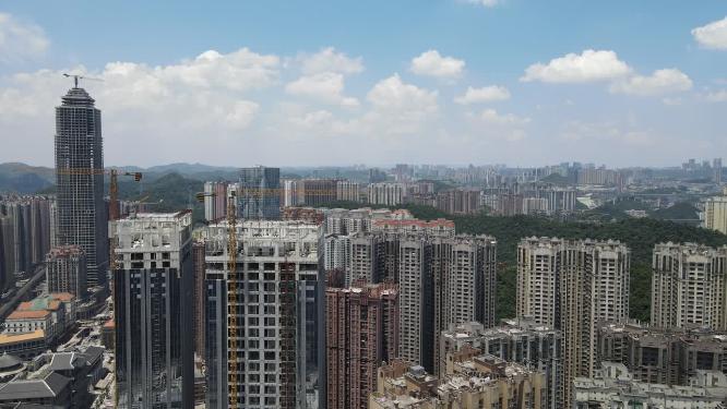 航拍贵阳城市密集高楼建筑