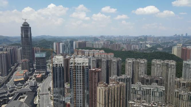 航拍贵阳城市密集高楼建筑