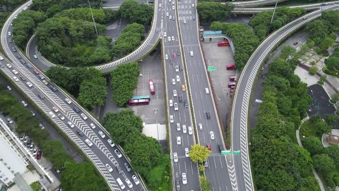 航拍南宁城市交通