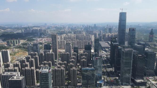 航拍武汉城市高楼建筑