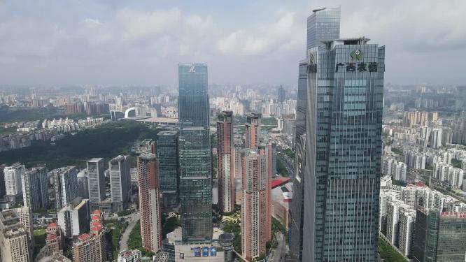 航拍广西南宁城市商务建筑