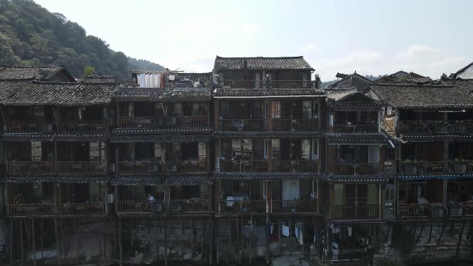 航拍湖南湘西吊脚楼