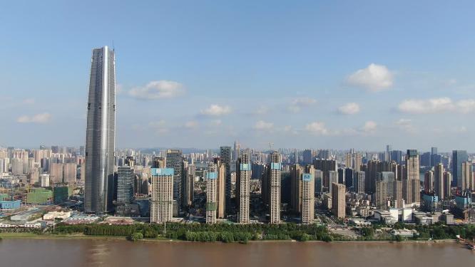 湖北武汉长江两岸高楼建筑航拍
