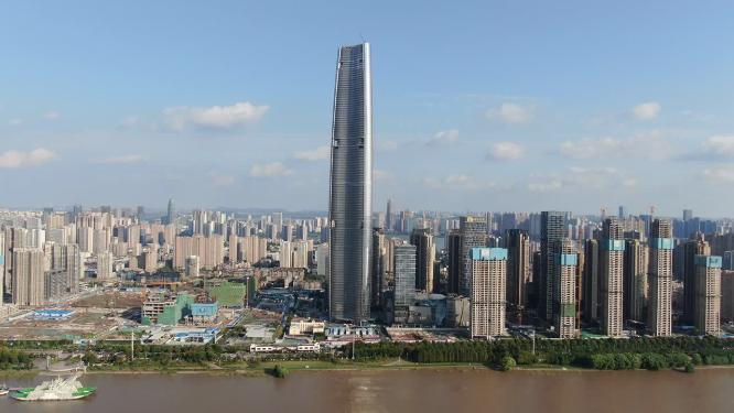 湖北武汉长江两岸高楼建筑航拍