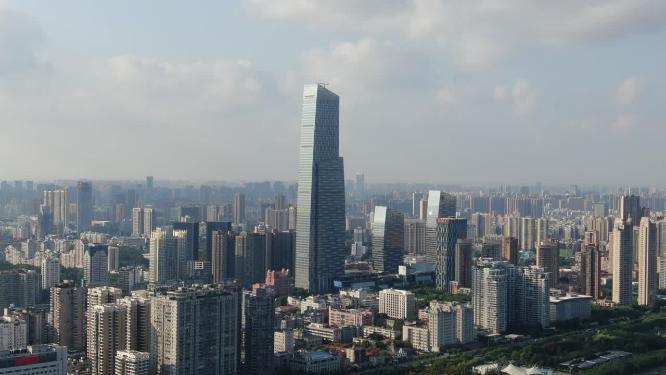 航拍武汉汉口城市高楼
