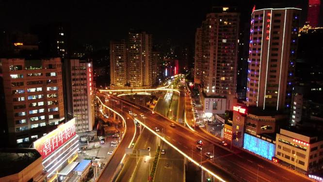航拍贵阳花果园立交桥夜景