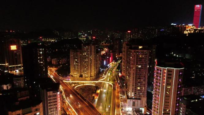 航拍贵阳花果园立交桥夜景