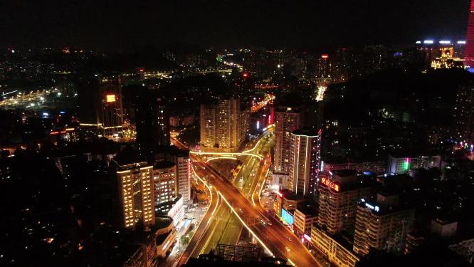 航拍贵阳花果园立交桥夜景