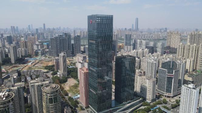 湖北武汉城市高楼商务建筑航拍