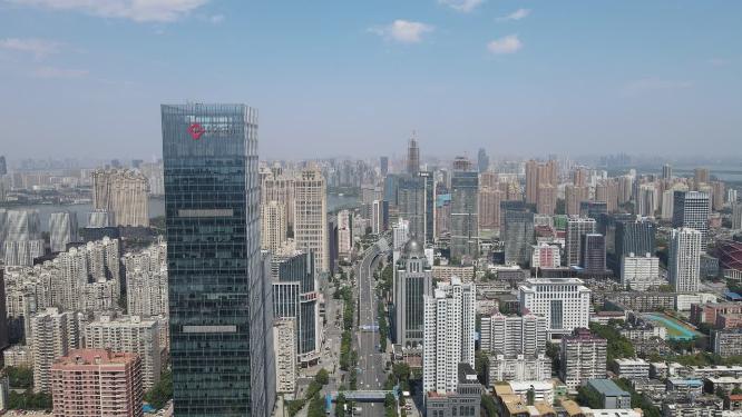 湖北武汉城市高楼商务建筑航拍