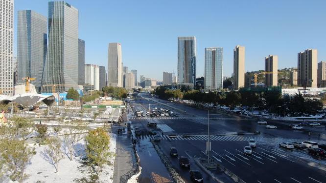 山东济南城市商务建筑航拍