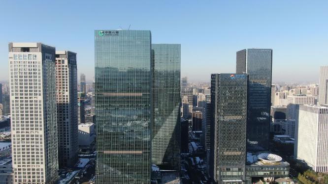 山东济南城市商务建筑航拍