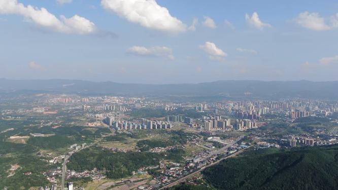 湖南怀化城市蓝天白云天际线航拍